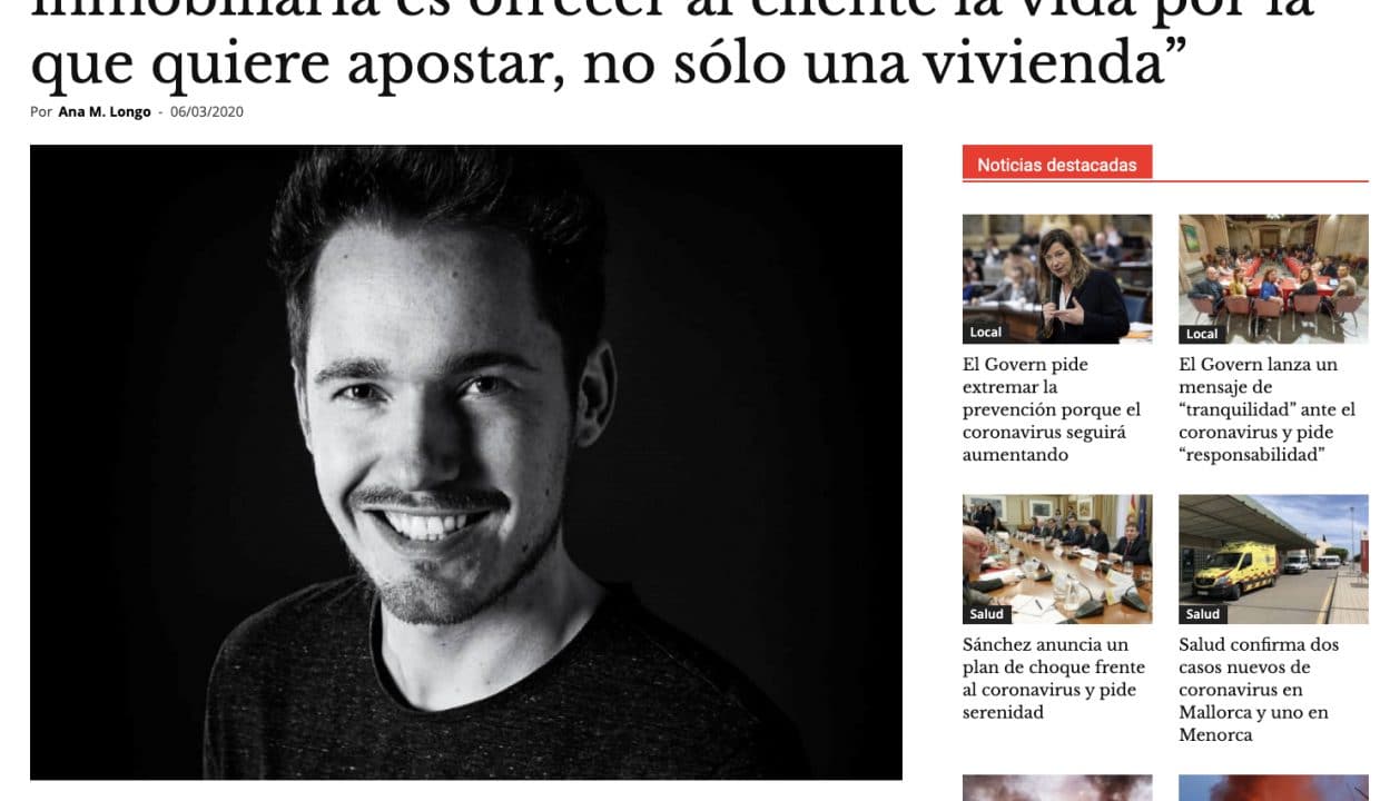 ¡¡¡Estamos muy contentos!!! Crónica Balear nos hizo una entrevista para saber un poco más sobre nuestra inmobiliaria, nuestro equipo y nuestra filosofía de trabajo. Inmobiliaria Lucas Froese Real Estate