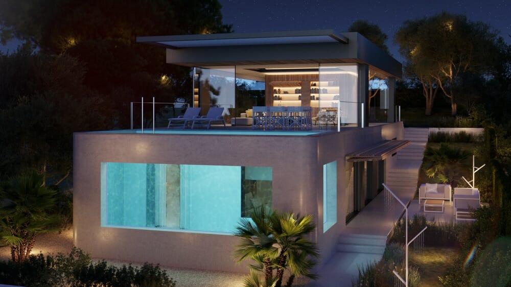 Designer Luxus Villa Projekt 3D Render