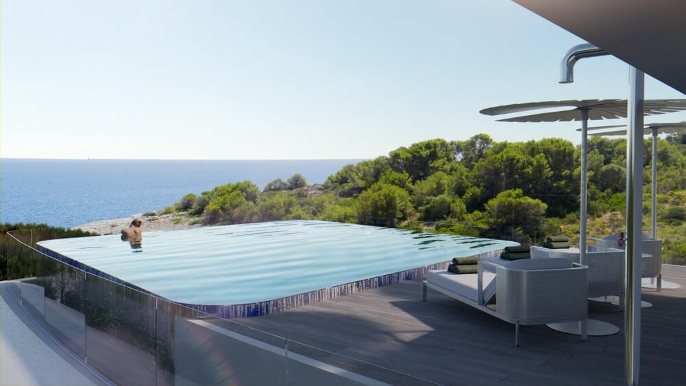 Luxusimmobilien Mallorca Infinity Pool 3D