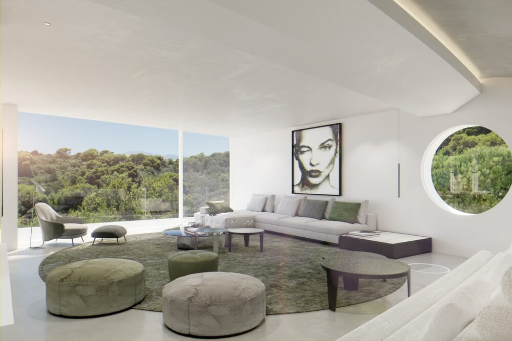 Luxusimmobilien Mallorca Villa Wohnzimmer 3D